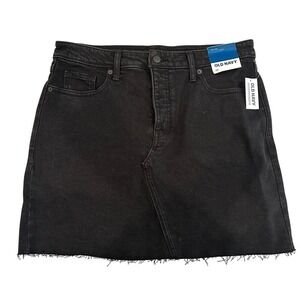 Old Navy Button Fly High Rise Denim Mini Skirt Women's 10 Black Goth Grunge Punk